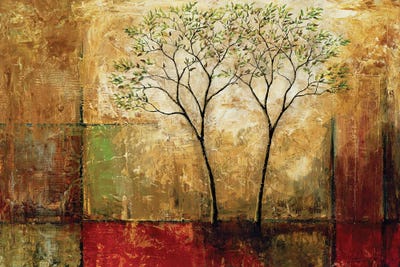 50W"x19H" LIFE LINE II by MIKE KLUNG STUNNING RED and GREEN TREES CANVAS 